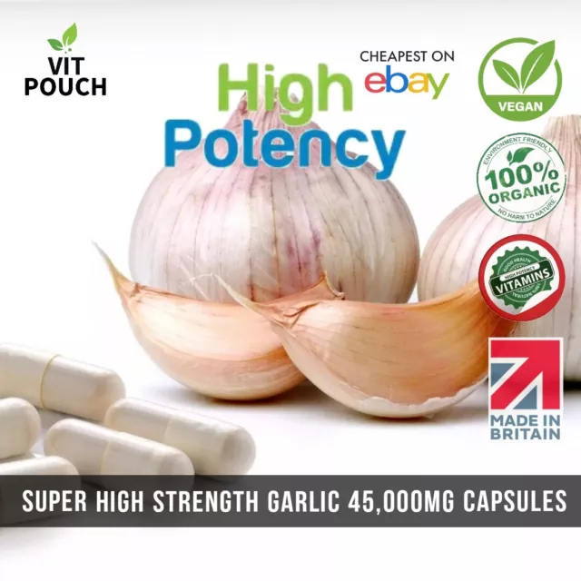 Odourless Garlic Capsules 45000mg Super High Strength BEST ON EBAY Vegan Veg UK