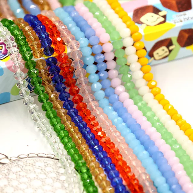 10 Strd Loose Bead Glass Crystal Faceted Rondelle for Jewellery Bracelet DIY