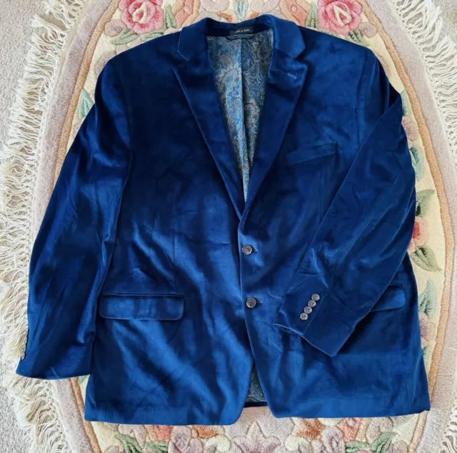 Lauren Ralph Lauren Mens Sport Coat Blazer Velvet Navy Blue 48 R Dandy Dapper
