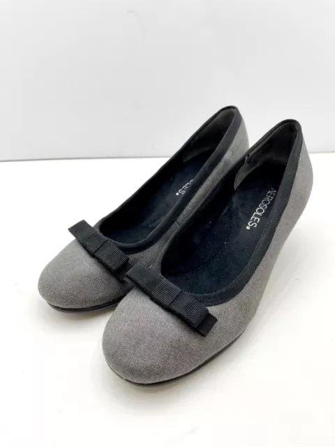 Aerosoles Playhouse Women's 7.5M 2 Tone Gray Bow Closed Toe Pumps Slip On Heels