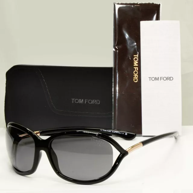 Authentic Tom Ford Womens Black Gold Polarized Sunglasses Jennifer TF 8 01D