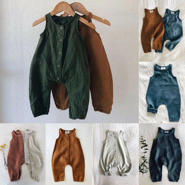 Abiti rompente di lino neonato bambine bambine ragazzi tuta body vestiti