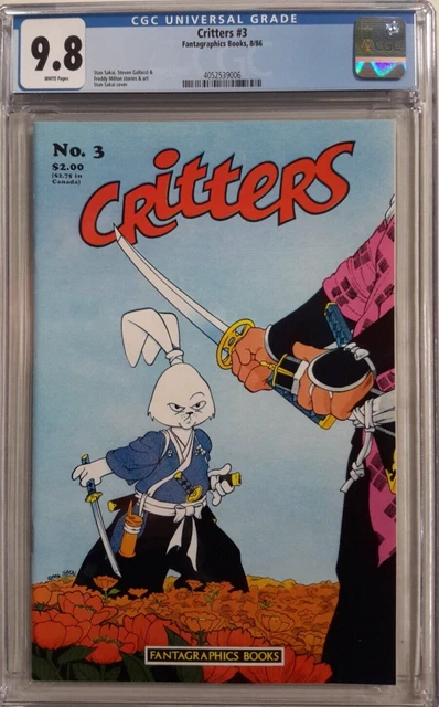 🔥Critters #3 Cgc 9.8*(Fantagraphics 1986)*White❄Pages*Sakai*Usagi Yojimbo Cover