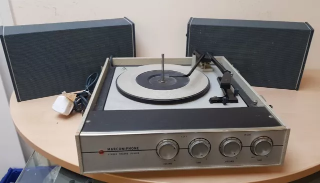 Vintage Marconiphone 4033 Record Player 1960/1970s Stereo Detachable Speakers