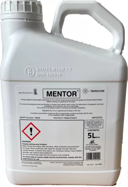 Mentor Roundup 5ltr, Glyphosate 360G/L Extra Strong Commercial Strength