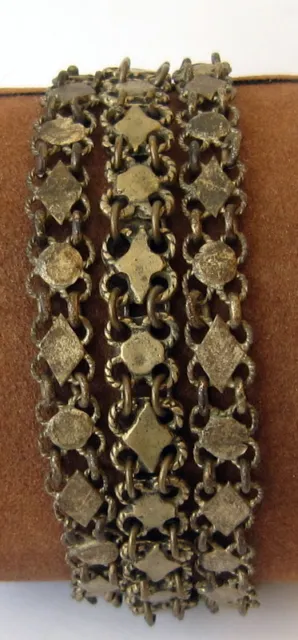 ANTIQUE 1800 s. SILVER KNITTED THREE ROWS LADY BRACELET  #  75A