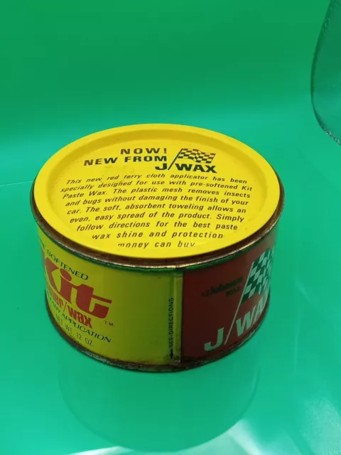 Vintage J Wax Kit Cleaner/Wax 12 Oz. Unused 1960'S Tin