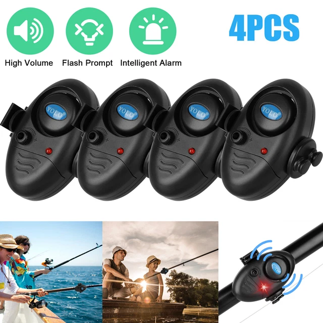 2 Pack Fishing Bite Alarm With LED Light - Clip-On Electronic Alert Bell For Rods