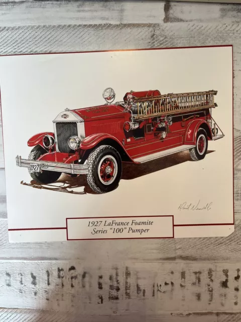 1927 LaFrance Foamite 100 Fire Truck Pumper Art Print Calendar Ad 12"x9.5"