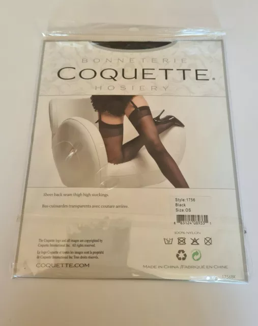 Coquette 1756 strapse calze calze nylon lingerie nero OS 38 40 2