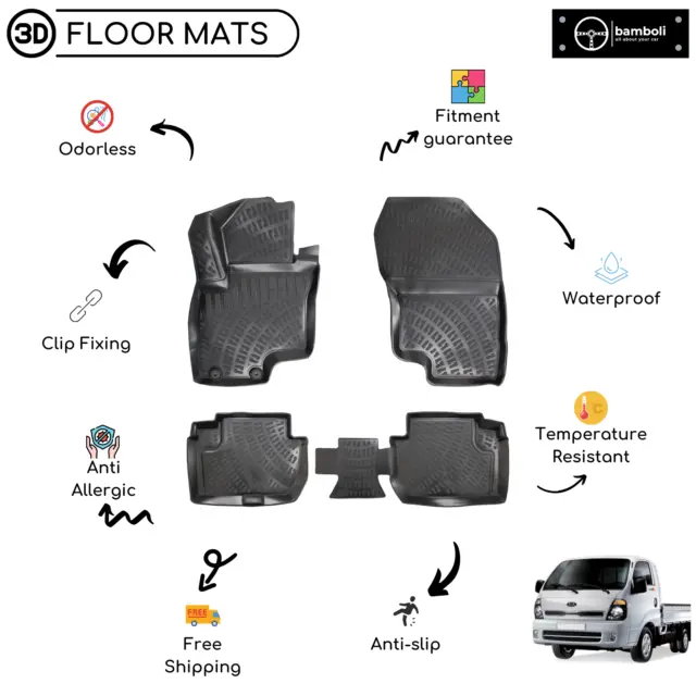 Vehicle Specific Rubber Floor Mat for Kia Bongo