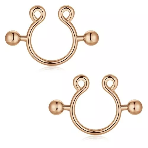 2pcs Gold Sexy non Piercing Clip on nipple rings Jewelry for Women