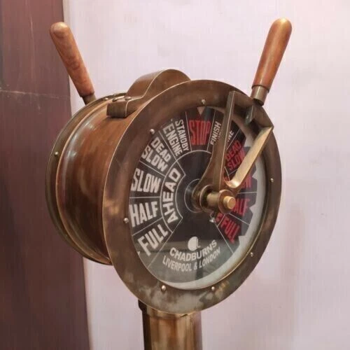 Motore di nave in stile antico vintage, ordine, telegrafo in ottone,...
