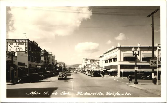 MAIN STREET VIEW vintage real photo postcard rppc PORTERVILLE CALIFORNIA CA 1940