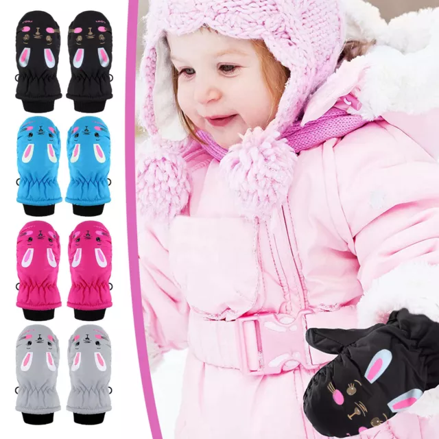 1 Pairs Toddler Kids Baby Boys Girls Ski Gloves Waterproof Warm Snow Mittens AU