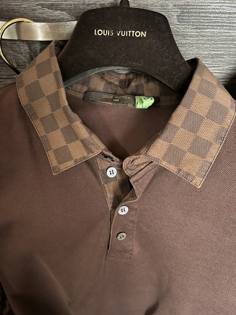100% AUTHENTIC LOUIS Vuitton T-Shirt Damier Brown Ebene Short ...
