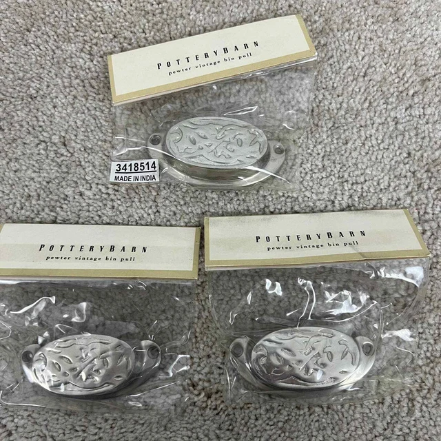 Pottery Barn Pewter Vintage Bin Pull Lot of 3 Pottery Barn Pewter Vintage Bin Pull Lot of 3