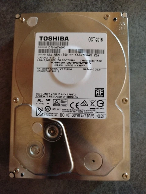 thumbnail image 2 of Toshiba 2TB 3.5" Internal Hard Drive DT01ACA200 – SATA III 7200RPM, 64MB Cache, HDD For Desktop 2 of 3