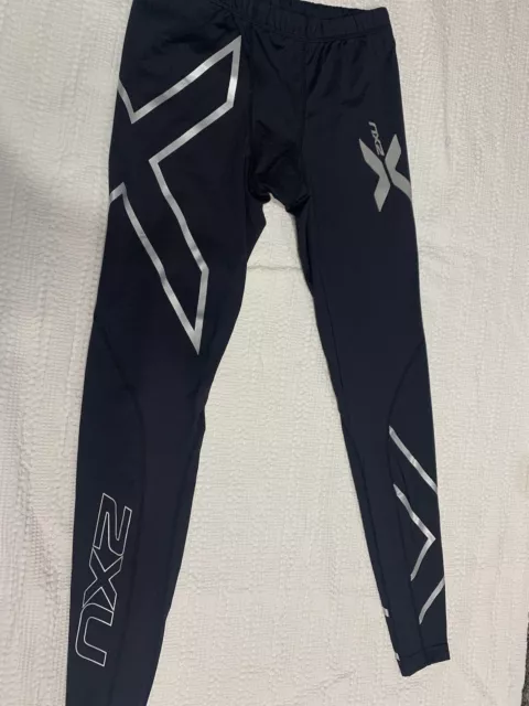 2XU Men’s Compression Tights Running Pants Men’s Size Small Reflective Black Sil