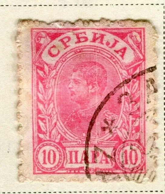 SERBIA; 1898 early classic potrait issue fine used 10p. value