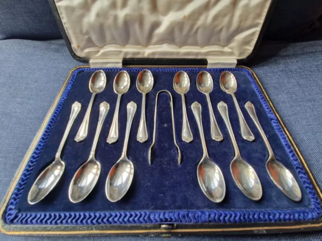 12 silver teaspoon set Plus Tongs
