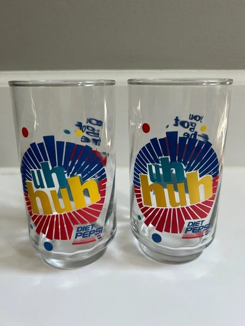 Vtg Diet Pepsi Glasses Set Of 2 Uh Huh You Got The Right One Baby Collector 12oz