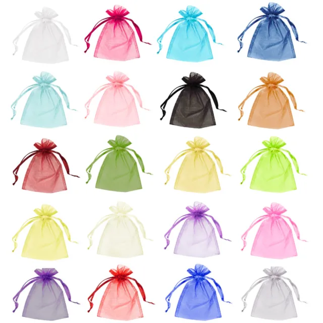 50 & 100 Organza Bags Wedding Favour Pouches Jewellery Packaging Mesh Drawstring