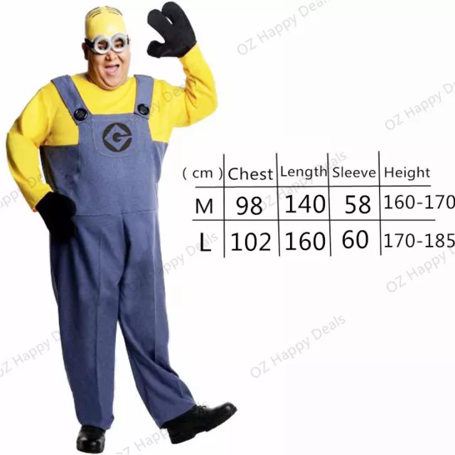 Men Kids Minion Costume Fancy Dress Despicable Me Boys Girls Adult Mens 2