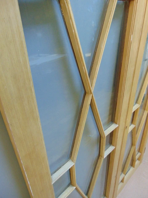 Reclaimed Pair Pine Glazed Alcove Cupboard Doors 2
