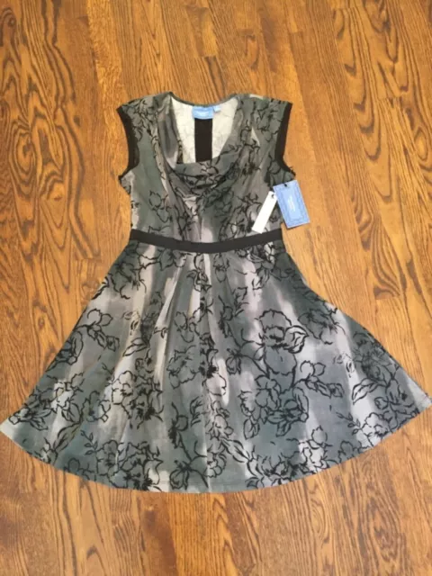Simply Vera Vera Wang NWT Black Gray Floral Tie Dye Print Dress Size S Spring