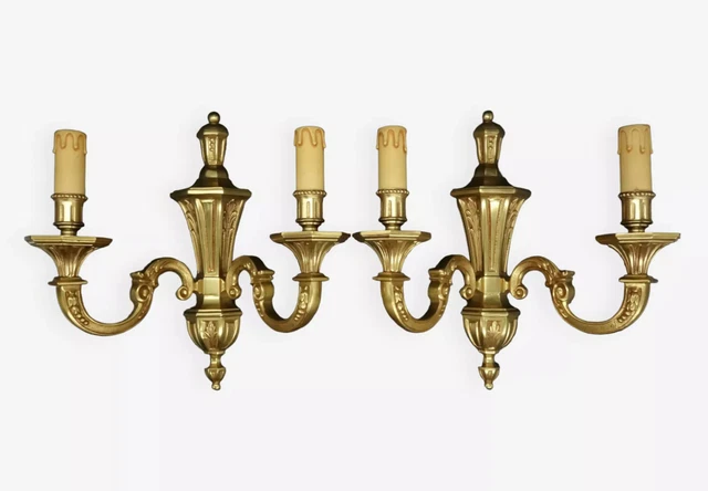 Large Pair Of Sconces Louis Xvi Style - Bronze - French Antique