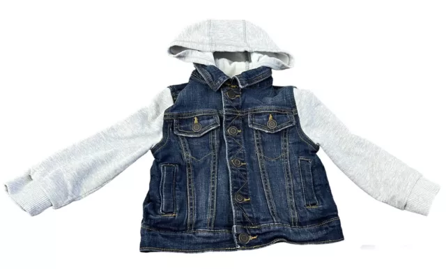 Tucker + Tate Toddler 3T Size  Blue Jean Jacket w/Knit Sleeves & Hoodie