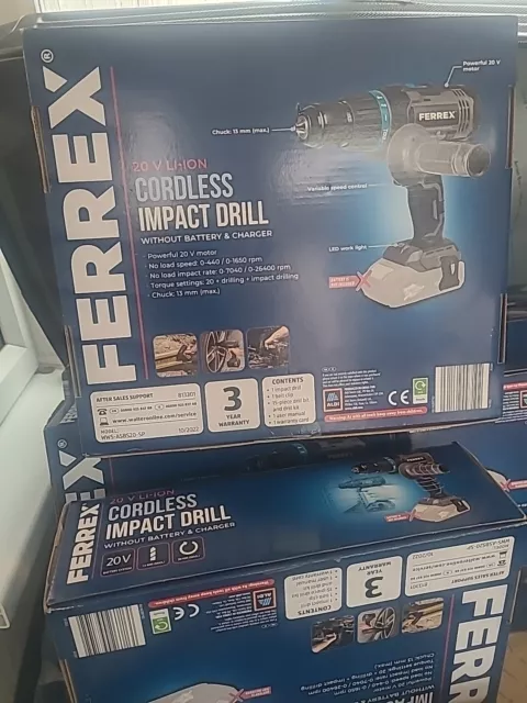 New Ferrex 20 V Li-Ion Cordless Impact Drill Without Battery & Charger_