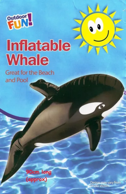 Kids Inflatable Whale Black Dolphin Holiday Beach Swimming Pool Summer Fun 90cm