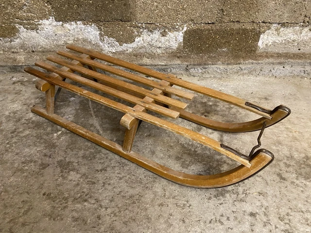 Luge en bois déco ancienne Année 50 / Chalet / Montagne