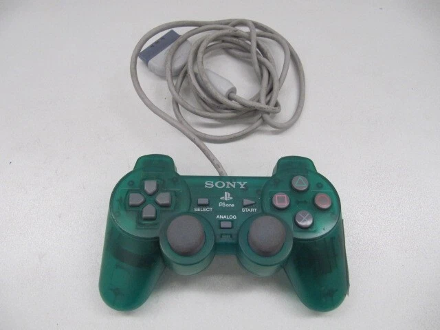 SONY PLAYSTATION PS1 Controller Green Genuine Dual Shock Clear SCPH-110 ...