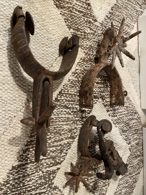 3 Mexican Spurs Early 1900s 2 With Silver Inlay