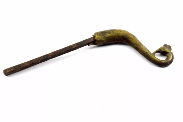 1800s Indian Ancient Brass Peacock Figurative Wall Fitting Hook Hanger i75-28 US