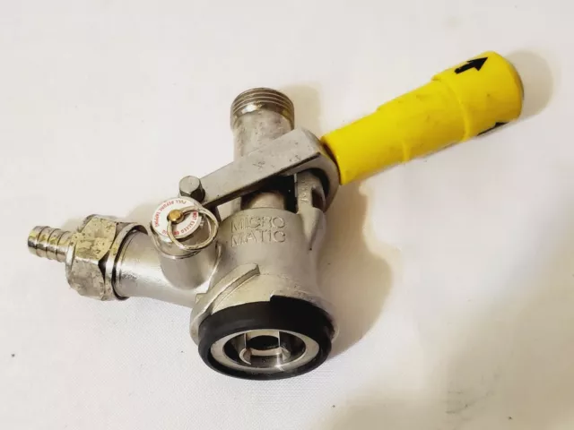 Micro Matic Beer Tap Keg Coupler with Yellow Handle