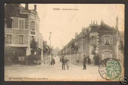 COSNE (58) HOTEL animé , Avenue de la GARE en 1904