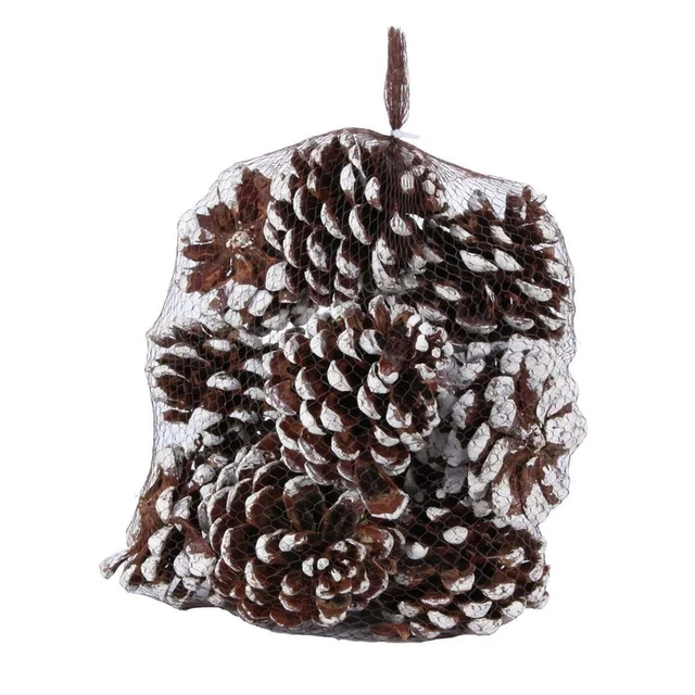 Decoraciones de mesa de fiesta de fiesta de Navidad Navidad con punta blanca con corona de pina (12 piezas)