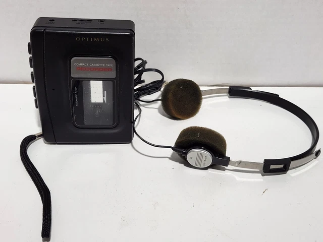 Optimus CTR-105 Cassette Recorder Tape Player With Headphones Tested - Working