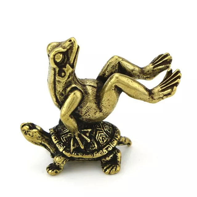 Petite statue grenouille tortue en laiton délicate décoration de bureau pour b