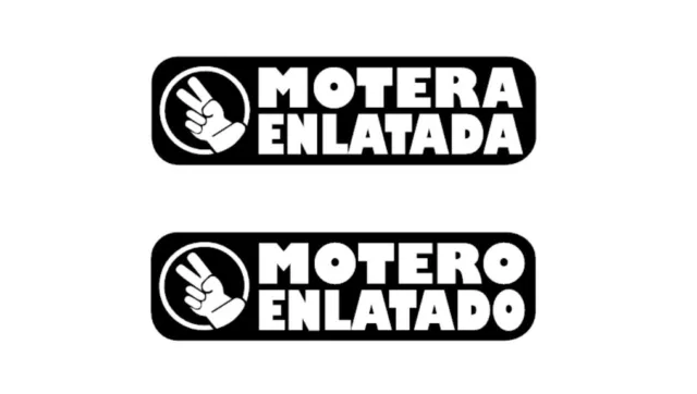 MOTERO ENLATADO y MOTERA ENLATADA Vinilo Motociclismo Coche Racing