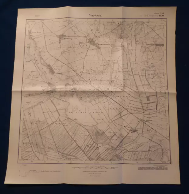 Landkarte Meßtischblatt 3143 Wustrau, Rüthnick, Radensleben, Karwe, von 1945