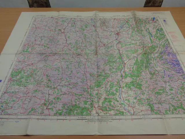 Original WW2 "RESTRICTED" RAF map of FRANCE entitled "LYON" (June 1944)