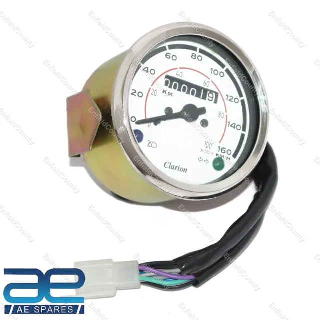 For Royal Enfield Speedometer speedo White Face Kph Mph dual reading 2