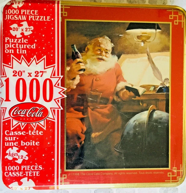 VTG ©1998 ~ Coca Cola Santa Jigsaw Puzzle 1000 Piece Collectible Tin SHIPS FAST!