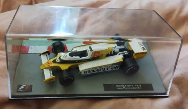 Renault RS10 - 1979 Jean Pierre Jabouille model sports car in show case.