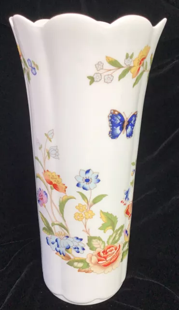 Aynsley Cottage Garden Vase Fine Bone China 8.25”H Floral Butterfly England(24)